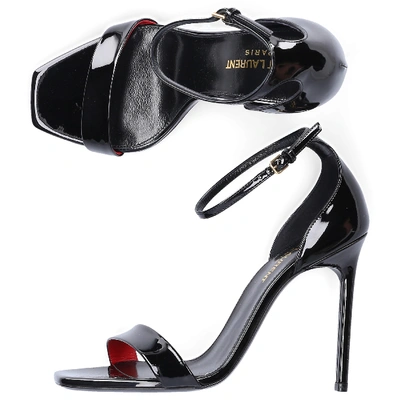 Shop Saint Laurent Heeled Sandals Amber 105 In Black