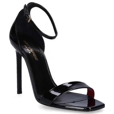 Shop Saint Laurent Heeled Sandals Amber 105 In Black