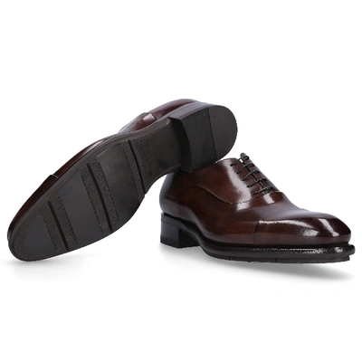 Shop Santoni Business Shoes Oxford 12621 Calfskin Logo Brown