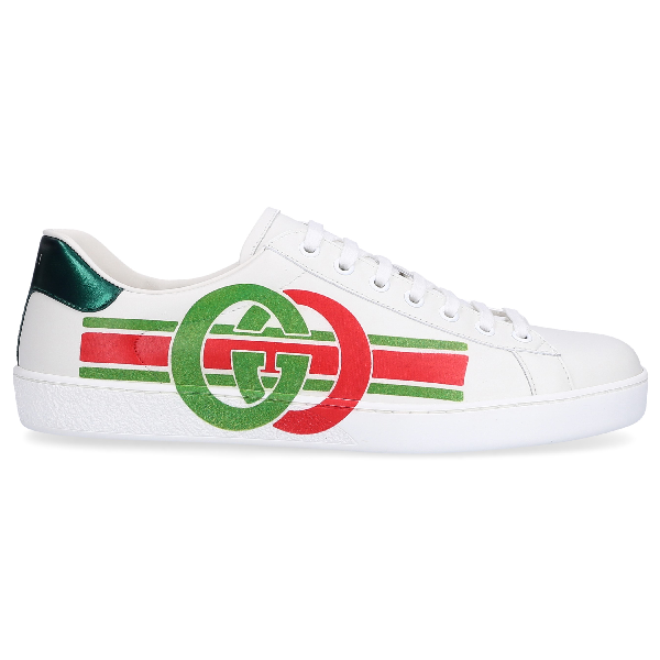 Gucci Low-top Sneakers Ace Nappa Leather Logo White-combo In 9062 Bianco |  ModeSens