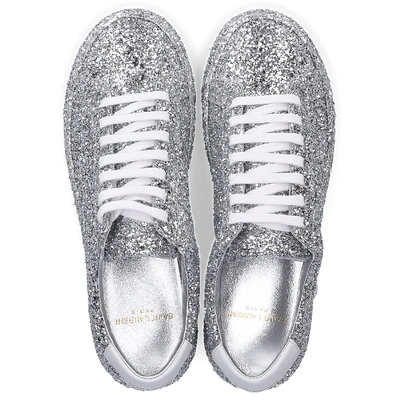 Shop Saint Laurent Low-top Sneakers Andy Glitter In Silver