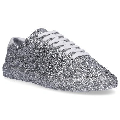 Shop Saint Laurent Low-top Sneakers Andy Glitter In Silver