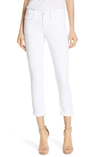 Shop Frame Le Garcon Ankle Boyfriend Jeans In Blanc