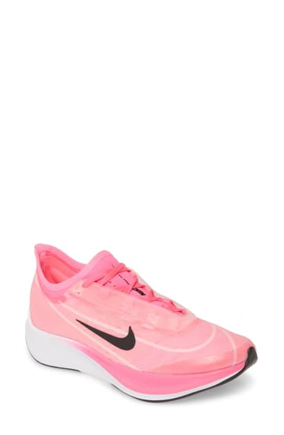 Shop Nike Zoom Fly 3 Running Shoe In Pink Blast/ True Berry/ Grey
