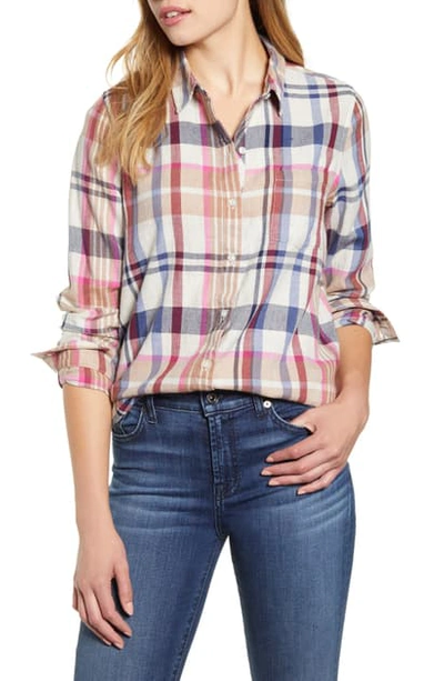 Shop Lucky Brand Classic One-pocket Plaid Shirt In Natural Multi