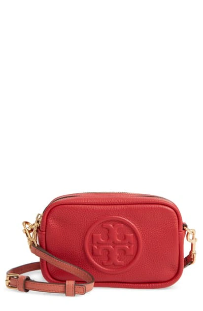 Shop Tory Burch Perry Bombe Leather Crossbody Bag - Red In Red Apple