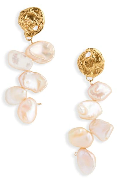 Shop Alighieri La Jetee Freshwater Pearl Drop Earrings In Gold Plated