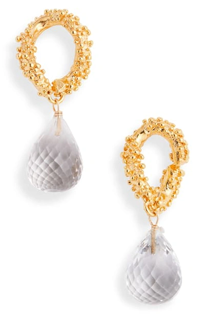 Shop Alighieri The Initial Spark Crystal Drop Earrings In Gold Plated