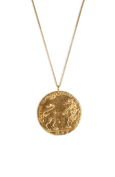Shop Alighieri Il Leone Medallion Necklace In Gold Plated