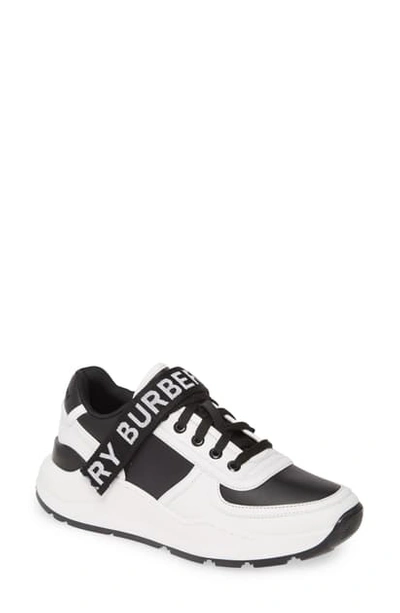 Shop Burberry Ronnie Logo Sneaker In Black / Optic White