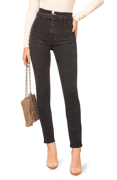 reformation high and skinny jeans