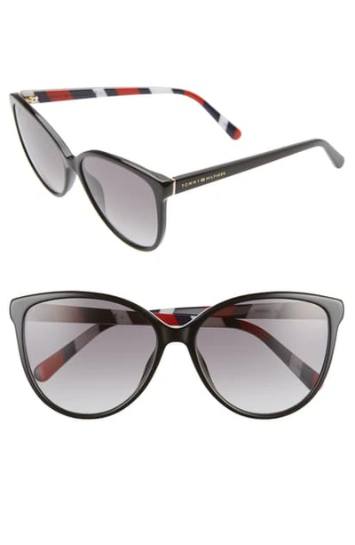 Shop Tommy Hilfiger 57mm Gradient Cat Eye Sunglasses In Black/ Dkgrey Gradient
