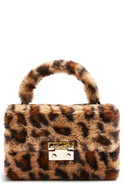 topshop fur leopard bag