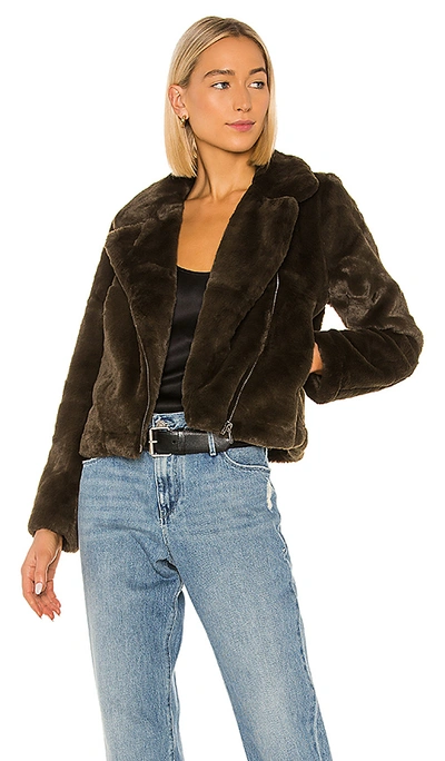 Shop Apparis Tukio Faux Fur Jacket In Army Green