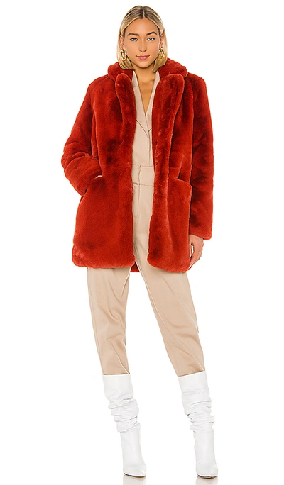 Shop Apparis Sophie Faux Fur Coat In Burnt Orange. In Ginger