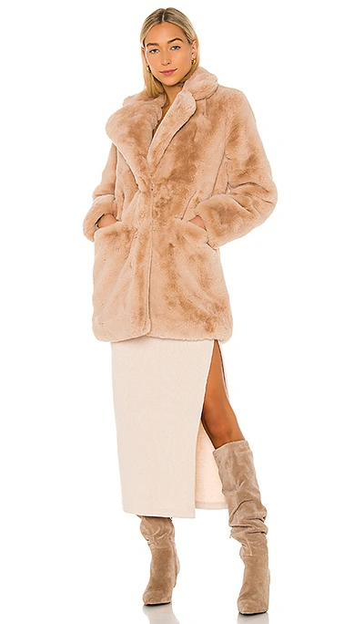 Shop Apparis Sophie Faux Fur Coat In Sand