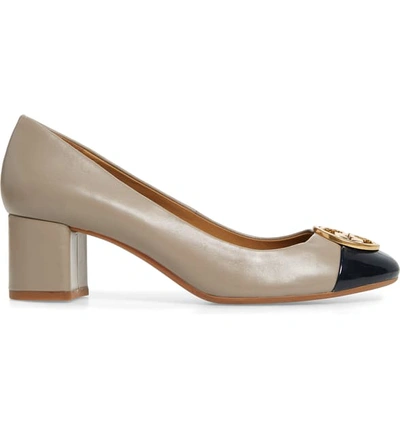 Shop Tory Burch Chelsea Pump In Dust Storm/ Perfect Navy