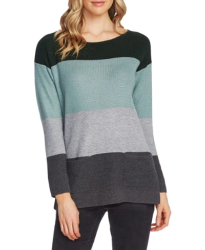 Shop Vince Camuto Colorblocked Waffled Sweater In Dark Willow