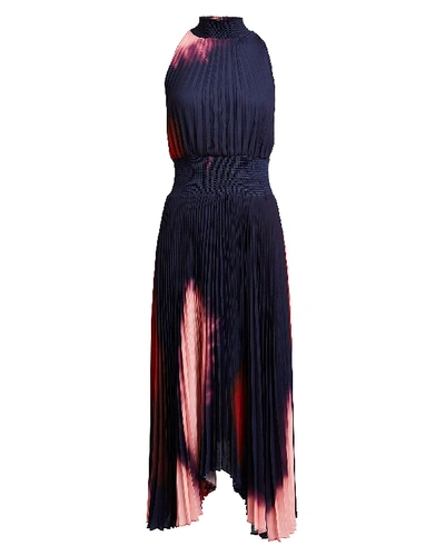 Shop A.l.c Renzo Tie-dye Pleated Midi Dress In Multi
