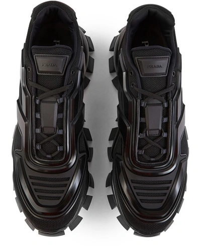 Shop Prada Cloudbust Thunder Mesh Trainers In Nero