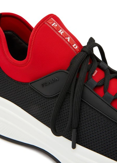 Shop Prada New America's Cup Sneakers In Black