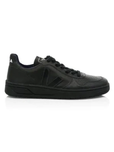 Shop Veja V-10 Bastille Vegan Leather Sneakers In All Black