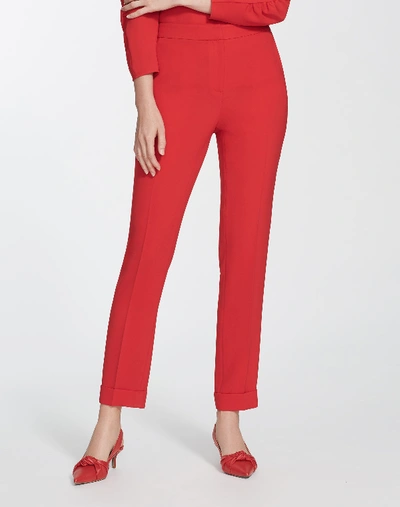 Shop Lafayette 148 Finesse Crepe Cuffed Clinton Pant In Redcurrant