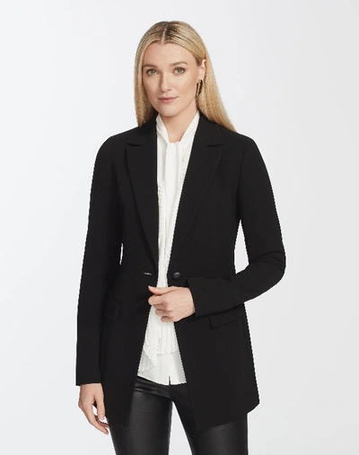 Shop Lafayette 148 Plus-size Finesse Crepe Frey Blazer In Black