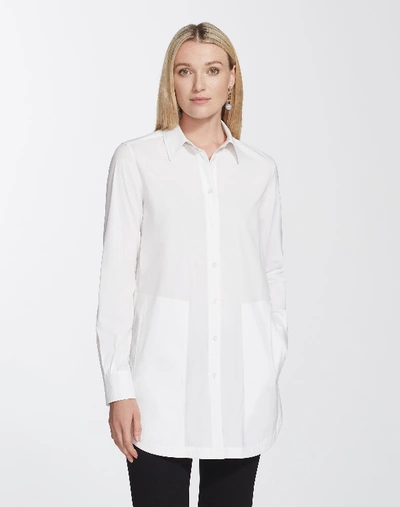 Shop Lafayette 148 Plus-size Italian Stretch Cotton Michelle Blouse In White