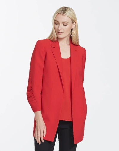 Shop Lafayette 148 Finesse Crepe Cole Jacket In Redcurrant