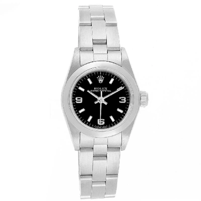 Shop Rolex Oyster Perpetual Black Dial Steel Ladies Watch 67180 Box Papers