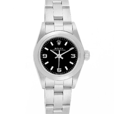 Shop Rolex Oyster Perpetual Black Dial Steel Ladies Watch 67180 Box Papers