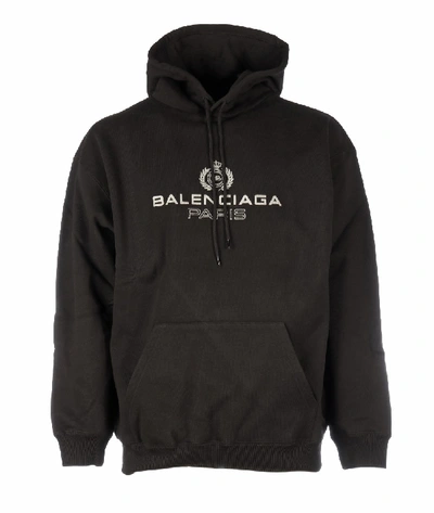 Shop Balenciaga Printed Hooded Sweatshirt In Black