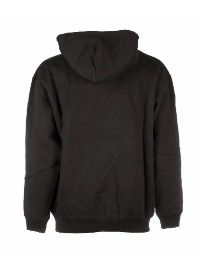 Shop Balenciaga Printed Hooded Sweatshirt In Black