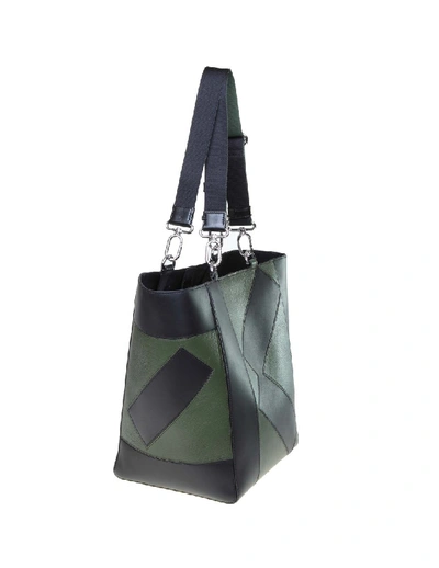 Shop Kenzo Kube Tote Leather Bag In Green / Black Color In Grey