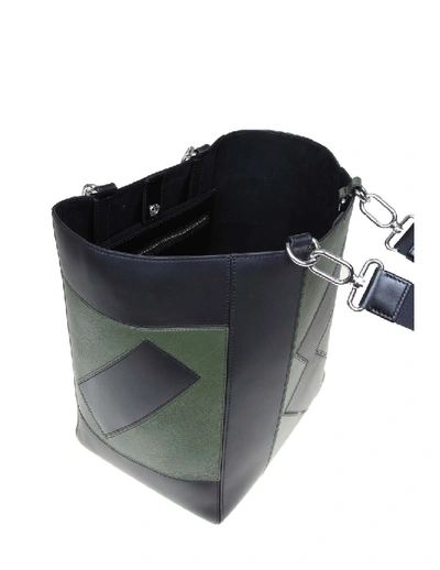Shop Kenzo Kube Tote Leather Bag In Green / Black Color In Grey
