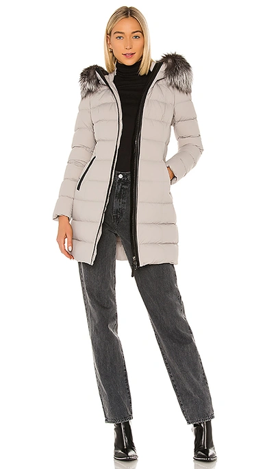 Shop Mackage Calla Jacket With Fur Trim In Gray. In Mineral