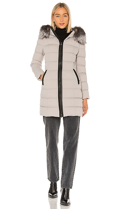 Shop Mackage Calla Jacket With Fur Trim In Gray. In Mineral
