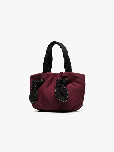 Shop Staud Red Ronnie Satin Tote Bag