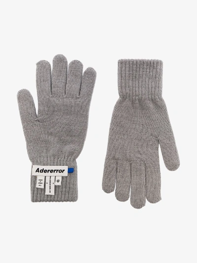 Shop Ader Error Grey Logo Patch Wool Gloves