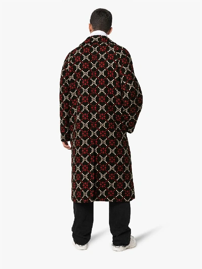 Shop Gucci Gg Diamond Jacquard Coat In Black