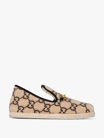 Shop Gucci Gg Wool Loafers In Neutrals