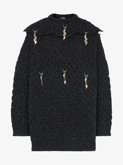 Shop Raf Simons Blue Monday Charm Sweater In Grey