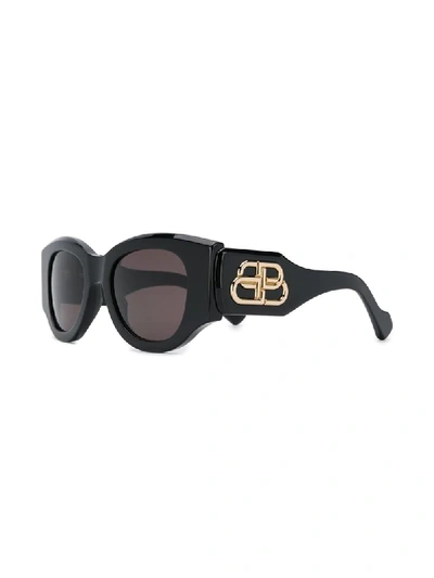 Shop Balenciaga Chunky Cat Eye Sunglasses In Black