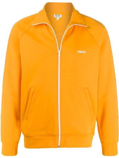 Shop Kenzo Zipped Tech Track Jacket In Orange