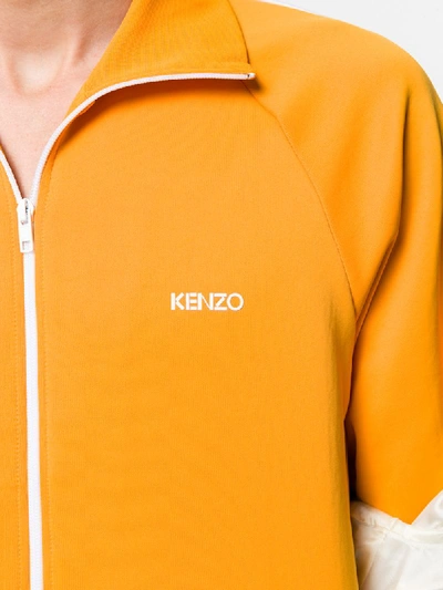 Shop Kenzo Zipped Tech Track Jacket In Orange