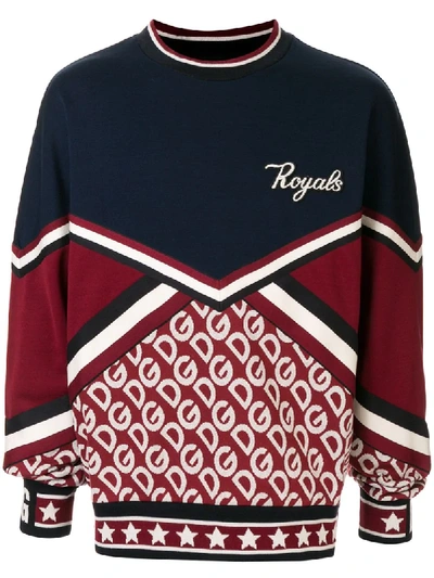 Shop Dolce & Gabbana Panelled 'royals' Patch Sweatshirt In Blue