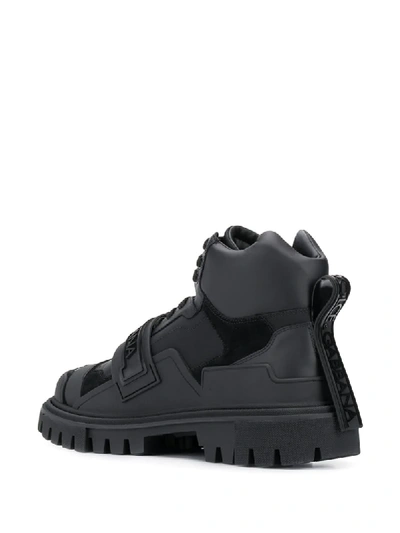 Shop Dolce & Gabbana Trekking Logo Strap Boots In 8b956 Black