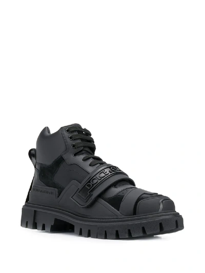 Shop Dolce & Gabbana Trekking Logo Strap Boots In 8b956 Black