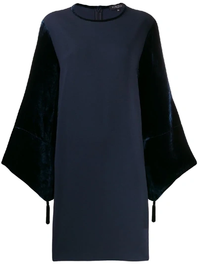 Shop Antonelli Velvet Tassle Dress In Blue